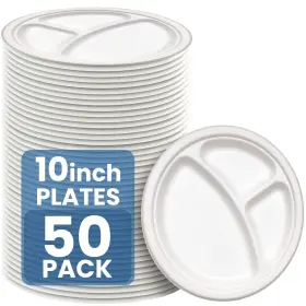 3-compartments Vallo 850002067101 Compostable Plates With - Eco Friendly Disposable Paper