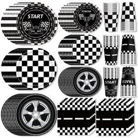 Vdesfueby 789537834837 120pcs Race Car Party Decoration Disposable Racing Paper Plates Cups And Napk