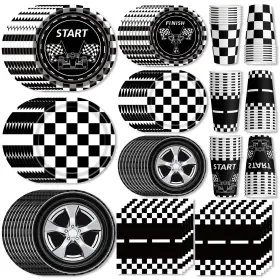 Vdesfueby 789537834837 120pcs Race Car Party Decoration Disposable Racing Paper Plates Cups And Napk