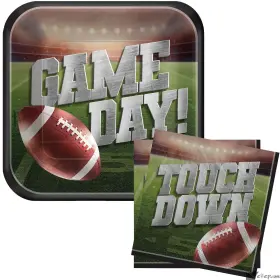 51721 Veil Entertainment Football Tailgate Party Game Day Touch Down 54pc Plates And Napkins Serves 18