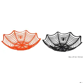 74688-blk Veil Entertainment 2 Pack Spider Web Halloween Decoration Basket 11 Inch X3 Serving Bowls Orange And Blak