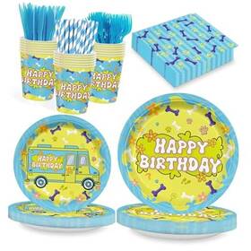 Velmyice 24wqsgscb 168pcs Party Supplies For Girls Boys Cartoon Themed Partyplateset Scooby Dog