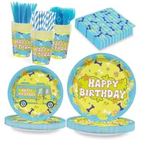 24wqsgscb Velmyice 168pcs Party Supplies For Girls Boys Cartoon Themed Partyplateset Scooby Dog