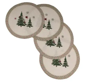 Xmas-tree-4 Venice Collections Christmas Printed Woven Braided Table Placemats 15 Inches 15-inch Xmas Tree