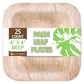 Verterra 812478011217 Palm Leaf Plates 100% Compostable - 4 Inch Wide 1 Deep 25-pack Lik