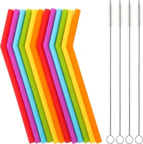 Ss-k-12 Veskaoty Reusable Silicone Straws For Toddlers And Kids - 12 Pcs Flexible Short Drink 6.7 Inch