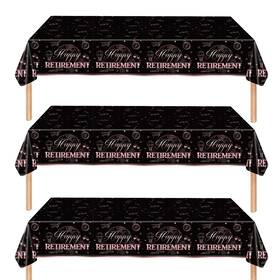 Veyocraft Gy-3pcstxzb Happy Retirement Party Tablecloths - 3pieces Rose Gold Disposable Plastic Tab