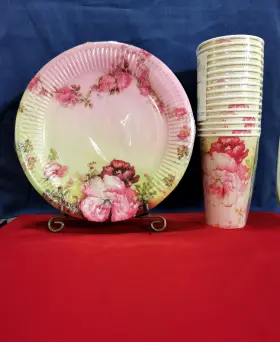 Victorian Trading Co 792923213079 Cottage Perennials Designer Paper Party Plates And Cups 16 Ct