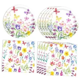 Vienjoyparty 767552894890 40pcs Wildflower Birthday Party Decorations Plates And Napkins