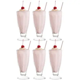 Vikko 793897402414 Milkshake Glass Footed Ice Cream Cups Dessert Glasses 11.5oz 6 Pcs