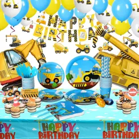 Vinfo 797550431339 Construction Birthday Party Supplies Set For Boys - 24 Guests Dump Truck An