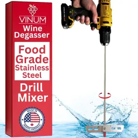 Vinum 627987383928 Wine Beer Degassing Stirrer For Making 17.5 Inch Silver Metal Steel