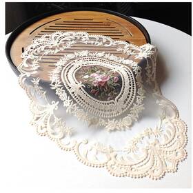Virfonor 768526123794 2pack Retro French Style Lace Placemats 41 X 30 Centimeters Beige
