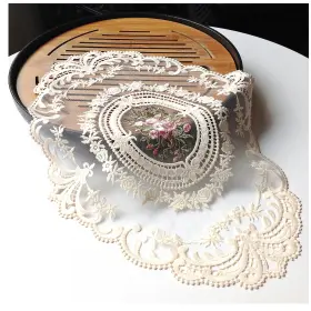 Virfonor 768526123794 2pack Retro French Style Lace Placemats 41 X 30 Centimeters Beige