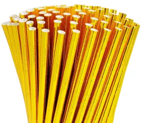 Visen 742346767215 100 Pack Gold Paper Straws - Biodegradable Disposable One Size