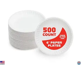 69506 Visit The Hygloss Store Uncoated White Paper Plates 6 Inch - 500 Pack Eco-friendly Recyclable Disposable