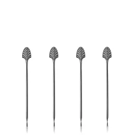 Viski 842094195770 Gunmetal Art Deco Cocktail Picks - Heavy Duty Toothpicks Stainless Steel Meta