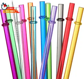 Vitever 313052269272 24 Pcs Reusable Straws With 4 Brushes 10.5 Inch Long Tritan Hard Plastic 1