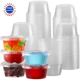 Vsdc-2oz-130 Vitever 2 Oz Jello Shot Cups Plastic Containers Airtight Stackable Portion Sets