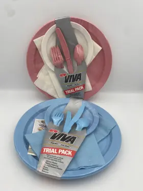 Viva 054000531002 2 Pack Vintage 1990 Designer Collection Trial Plate Flatware- One Is Open