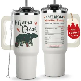 Mamabear01 Vivulla68 Christmas Gifts For Mom - Mama Bear Tumbler With Handle 40 Ounces White