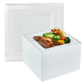 Vplus15 Vplus 748250569549 90 Piece 9.5 Inch Silver Plastic Plates Disposable Heavy Duty White El