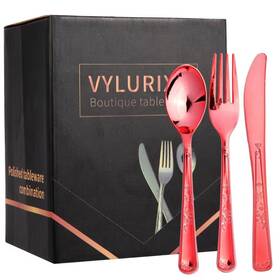 Vylurixx 702837901870 210-piece Plastic Cutlery Set 90 Forks 60 Spoons Knives Disposable