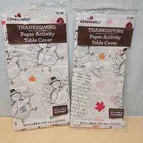 Walmart 039938029685 Thanksgiving Activity Coloring Paper Table Cover Tablecloth 54 X 88 Pack Of 2