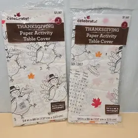 Walmart 039938029685 Thanksgiving Activity Coloring Paper Table Cover Tablecloth 54 X 88 Pack Of 2