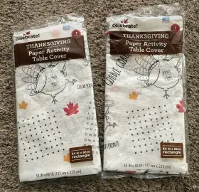 Walmart 039938683627 New Thanksgiving Activity Coloring Paper Table Cover Tablecloth 54x88 Inch Set Of 2