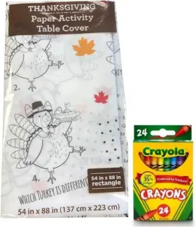 Walmart 039938773250 Kids 54 Inch X 88 Rectangle Thanksgiving Paper Activity Table Cloth Cover Crayons