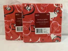 Walmart 073525765792 2 Packs Paper Lunch Napkins Fun Hearts 20 2-ply Valentines Day Romance Love 40