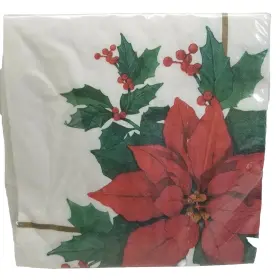Wm349904 Walmart Poinsettia Design 2-ply Paper Napkins 40 Count Christmas Holiday Table Setting