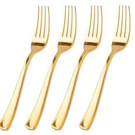 Wdf 6302g-100 100 Pcs Gold Plastic Forks - Heavy Duty Sturdy&durable Disposable 7.4 Inch