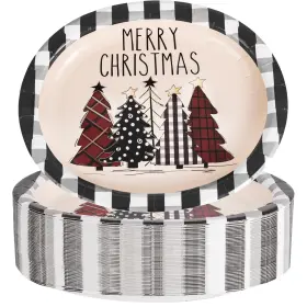 Wdfpp1210ct-hg Wdf 50pack Christmas Paper Plates - 10 Inch X12 Tree Oval