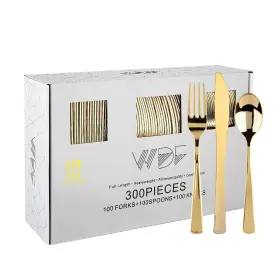 Wdf300 Wdf Wis/230 Pieces Gold Plastic Silverware - Heavy Duty Disposable Cutlery Se