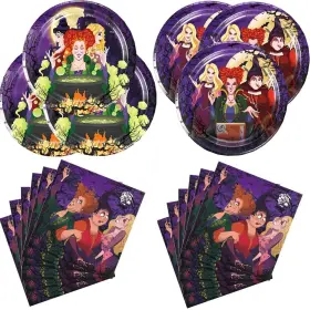 We1fit 768447747178 40pcs Hocus Party Decorations Decor With Plates And Napkins Hallo