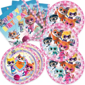 We1fit 783928728378 40pcs Super Kitties Party Supplies Tableware Set For 20 Guests Theme Bi
