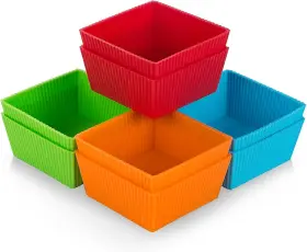 Webake 760970320668 3.5 Inch Jumbo Baking Cups Square Cupcake Green Orange Blue And Red