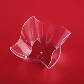 Wedding Venue Shop 662251512284 Clear Plastic Dessert Bowls - 4 Oz Curved Pinwheel Square Chambury Pack