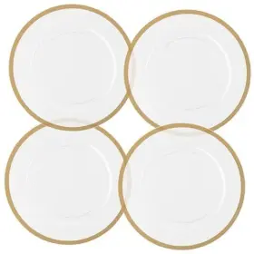 Wedding Venue Shop 729940030013 Elegant Gold Rimmed Plastic Charger Plates - 13 Inch Pack Of 4 Clear/gold Rim