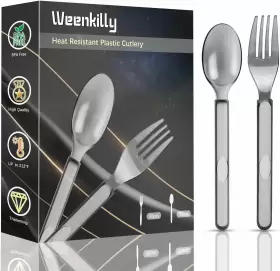 Weenkilly 768679486807 100 Pack Plastic Silverware Set - Heavy Duty Disposable Utensils