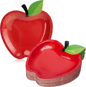 Ndbhv96 Wehhbtye 50pcs Back To School Red Apple Paper Plates First Day Of App