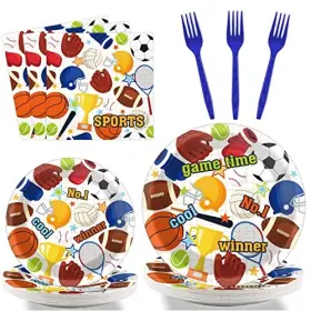 Wp0375 Weipus 96pcs Birthday Tableware Set Superstar Dinnerware Disposable All Star Sports