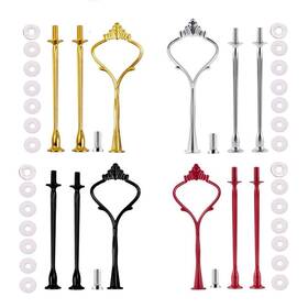 Weisheng 608571790094 Whzazgw 4 Sets Of 3 Tier Cake Plate Stand Handle Metal Black Gold Silver