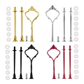 Weisheng 608571790094 Whzazgw 4 Sets Of 3 Tier Cake Plate Stand Handle Metal Black Gold Silver