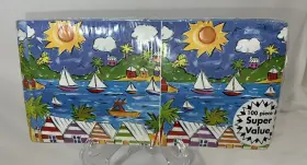 Welcome To The Islands 025598013706 Hawaiian Napkins Luau Beach Party Cocktail 100 Sailboats Hoffmaster Calypso New