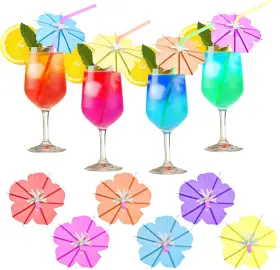 Wellfar 313035199121 Fun Umbrella Drink Straws Tropical Cocktail With Mini
