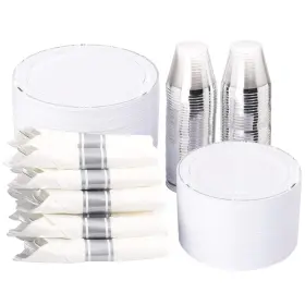 Im-12zg0310 Wellife 350pcs Silver Plastic Plates - Disposable Silverware
