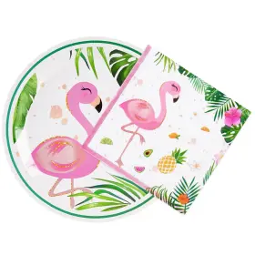 Napkins-002-us Wernnsai Flamingo Plates And Napkins Set Serves 50 Guests 100 Pcs Hawaiian Luau Party Sup